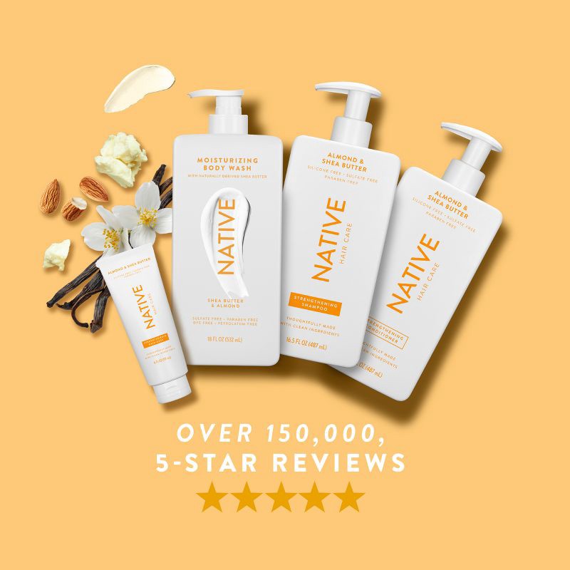 slide 5 of 13, Native Vegan Strengthening Shampoo with Almond & Shea Butter, Clean, Sulfate, Paraben and Silicone Free - 16.5 fl oz, 16.5 fl oz