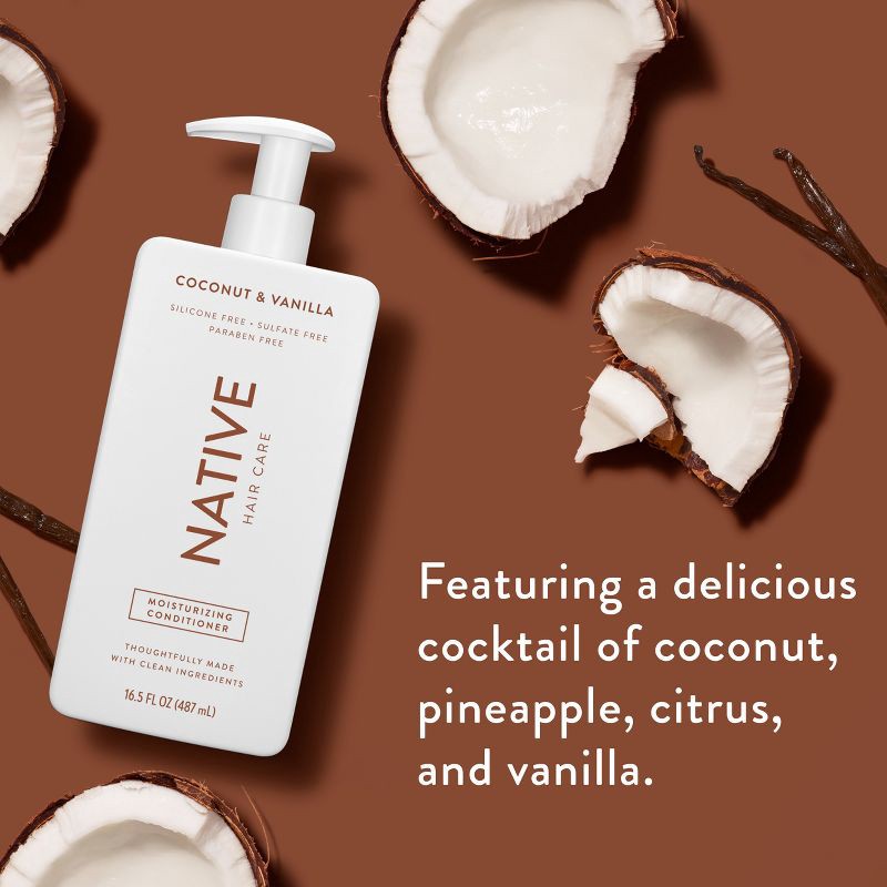 slide 2 of 10, Native Coconut & Vanilla Moisturizing Vegan Conditioner, Clean, Sulfate, Paraben and Silicone Free - 16.5 fl oz, 16.5 fl oz