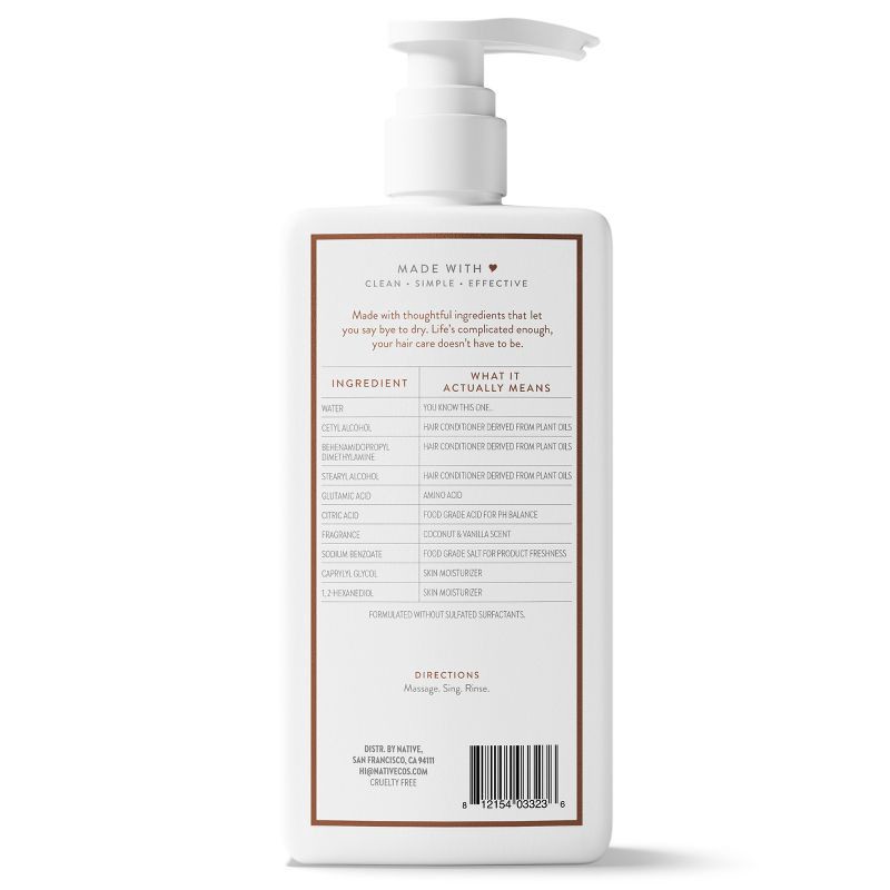 slide 12 of 12, Native Coconut & Vanilla Moisturizing Vegan Conditioner, Clean, Sulfate, Paraben and Silicone Free - 16.5 fl oz, 16.5 fl oz