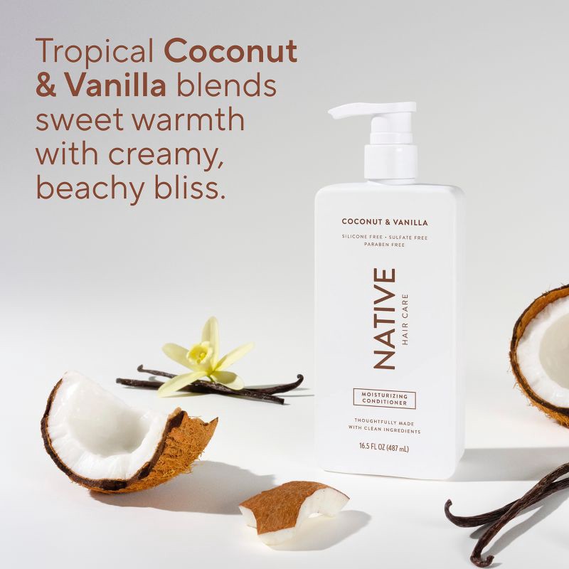 slide 8 of 12, Native Coconut & Vanilla Moisturizing Vegan Conditioner, Clean, Sulfate, Paraben and Silicone Free - 16.5 fl oz, 16.5 fl oz