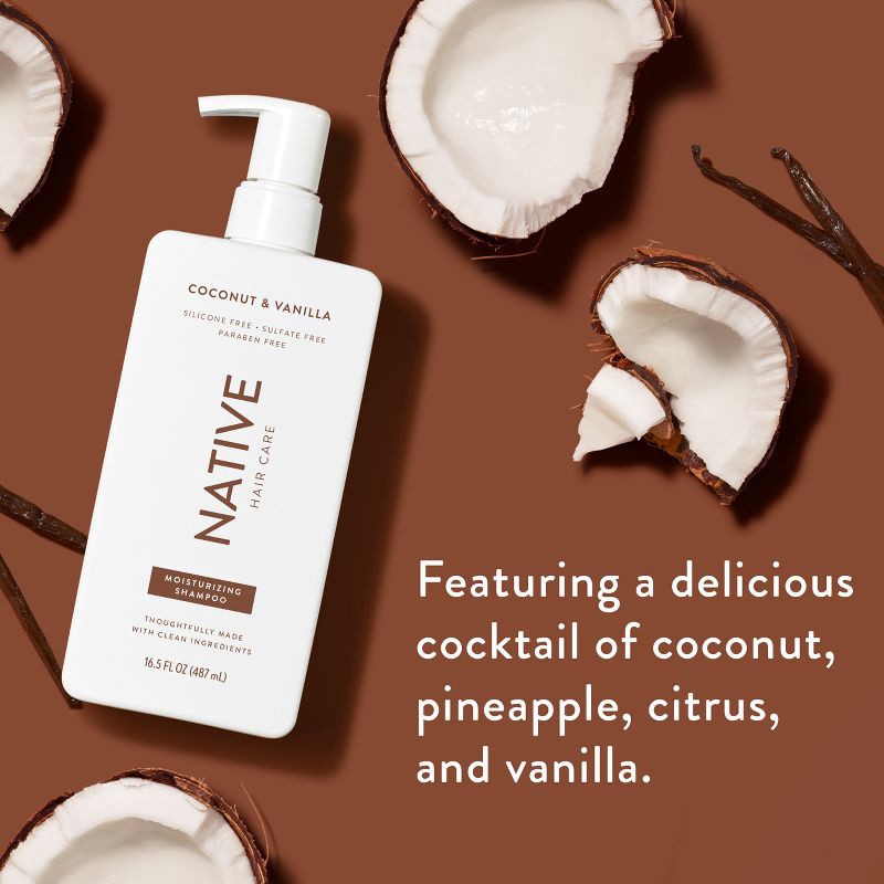 slide 2 of 11, Native Coconut & Vanilla Moisturizing Vegan Shampoo Sulfate, Paraben and Silicone Free - 16.5 fl oz, 16.5 fl oz