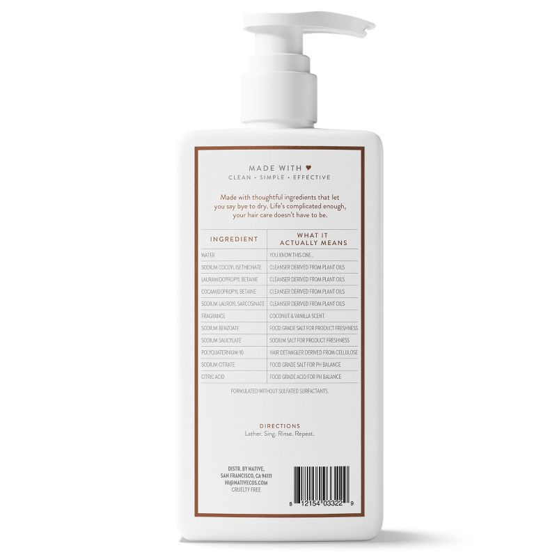 slide 13 of 13, Native Coconut & Vanilla Moisturizing Vegan Shampoo Sulfate, Paraben and Silicone Free - 16.5 fl oz, 16.5 fl oz