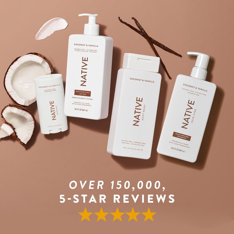 slide 5 of 11, Native Coconut & Vanilla Moisturizing Vegan Shampoo Sulfate, Paraben and Silicone Free - 16.5 fl oz, 16.5 fl oz