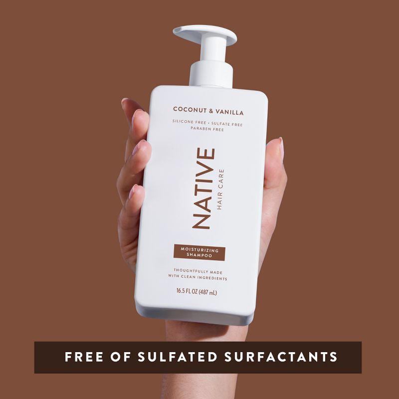 slide 5 of 7, Native Coconut & Vanilla Moisturizing Vegan Shampoo Sulfate, Paraben and Silicone Free - 16.5 fl oz, 16.5 fl oz