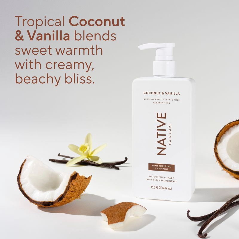 slide 8 of 13, Native Coconut & Vanilla Moisturizing Vegan Shampoo Sulfate, Paraben and Silicone Free - 16.5 fl oz, 16.5 fl oz