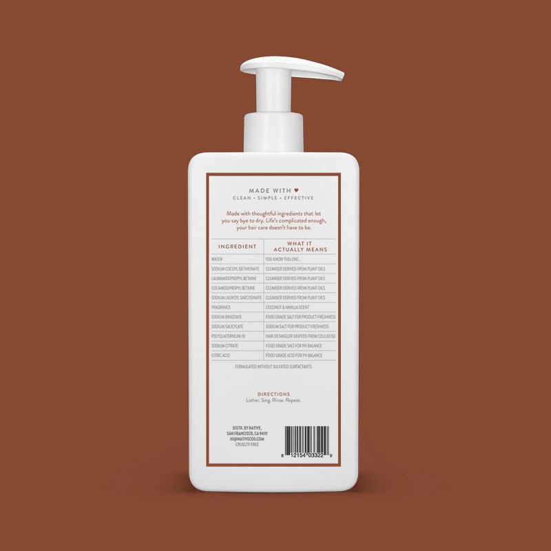 slide 10 of 11, Native Coconut & Vanilla Moisturizing Vegan Shampoo Sulfate, Paraben and Silicone Free - 16.5 fl oz, 16.5 fl oz
