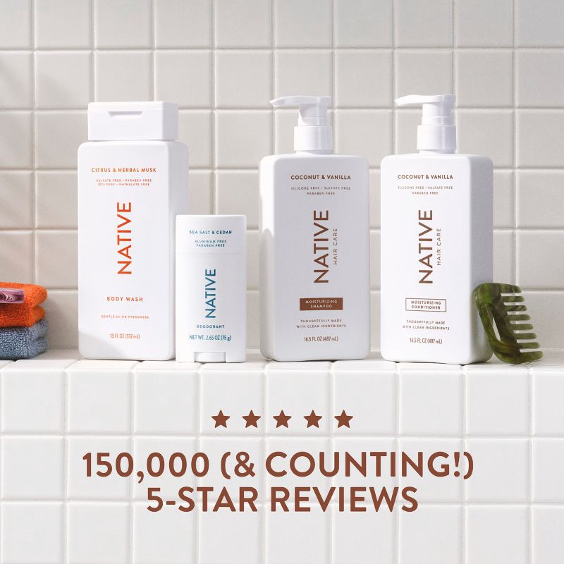 slide 11 of 13, Native Coconut & Vanilla Moisturizing Vegan Shampoo Sulfate, Paraben and Silicone Free - 16.5 fl oz, 16.5 fl oz