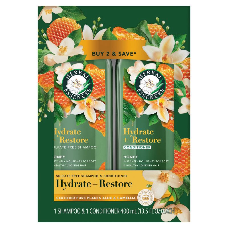 slide 1 of 11, Herbal Essences Honey Daily Moisture Sulfate Free Shampoo and Conditioner - Dual Pack, 13.5 fl oz Each, 13.5 fl oz