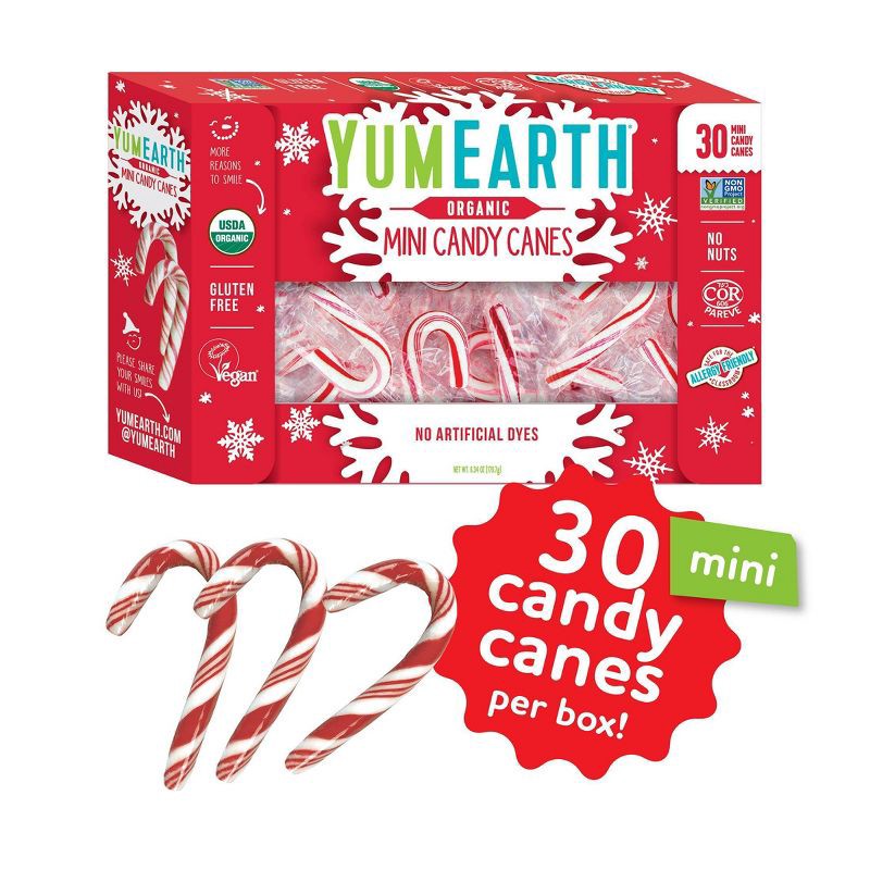 slide 2 of 8, YumEarth Yum Earth Christmas Mini Candy Canes - 6.34oz/30ct, 6.34 oz, 30 ct