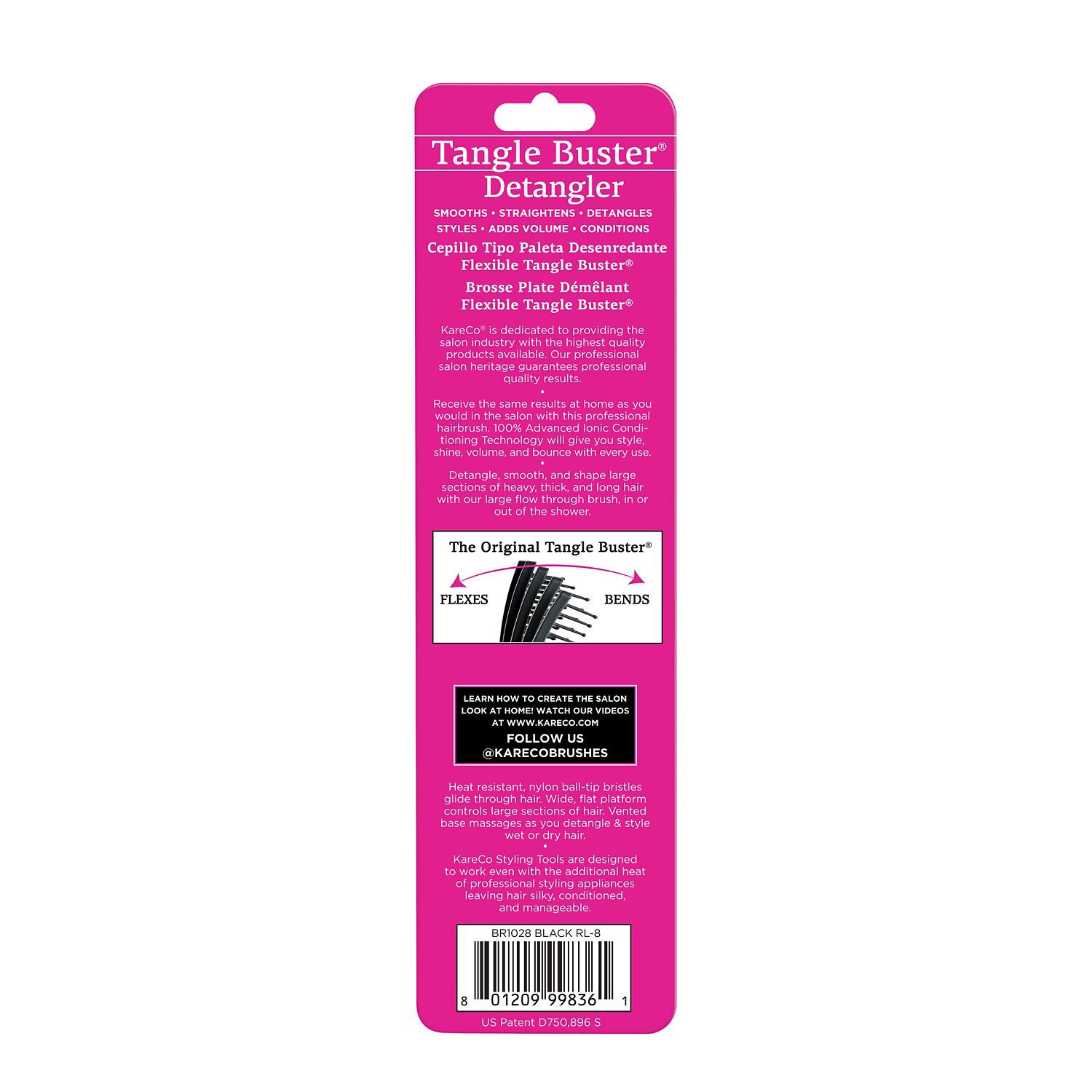 slide 3 of 4, KareCo Tangle Buster Mini Detangler Brush Black, 1 ct