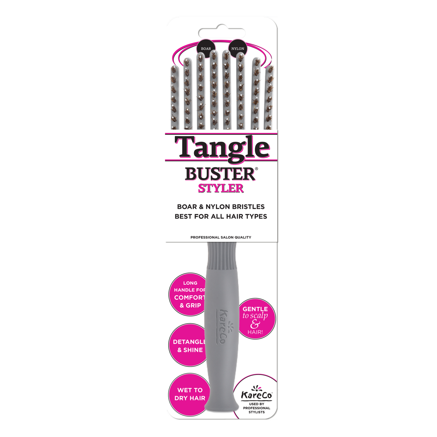 slide 1 of 3, KareCo Tangle Buster Styler Brush Gray, 1 ct