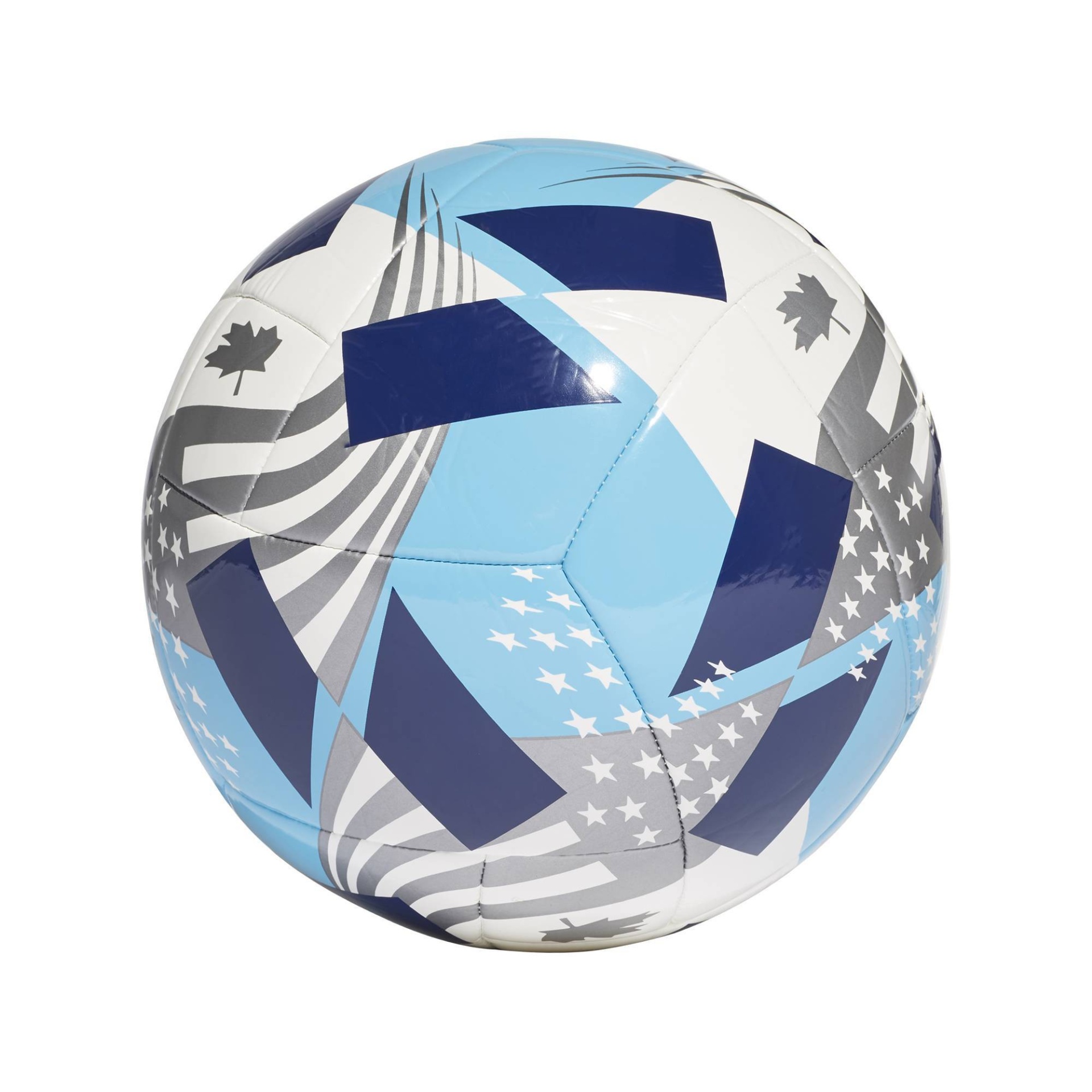 slide 1 of 4, Adidas MLS Size 3 Club Sports Ball - White/Cyan, 1 ct