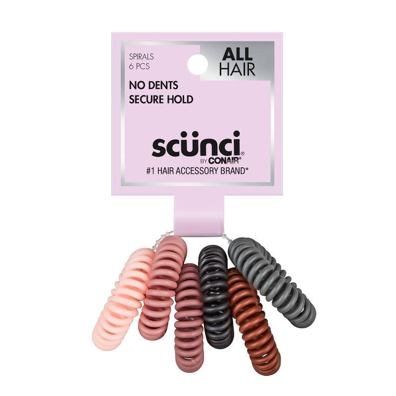 slide 1 of 5, scunci scünci No Dents Hair Spirals - Matte Colors - All Hair - 6pk, 6 ct