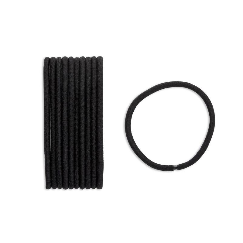 slide 2 of 3, scunci Basics Comfy Elastic Hair Ties - Thick Black - 10pk, 10 ct