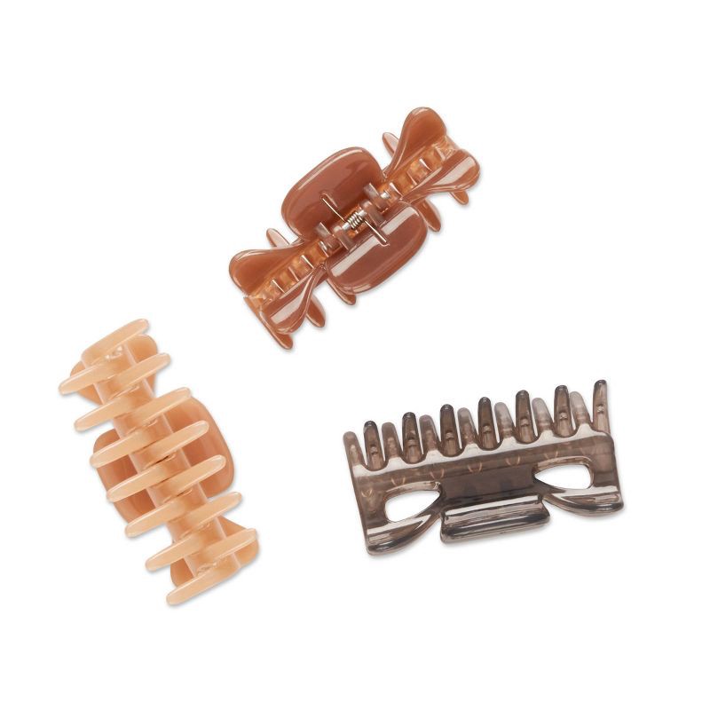 slide 3 of 5, scunci scünci No-Slip Grip Recycled Claw Clips - Neutral - All Hair - 3pk, 3 ct