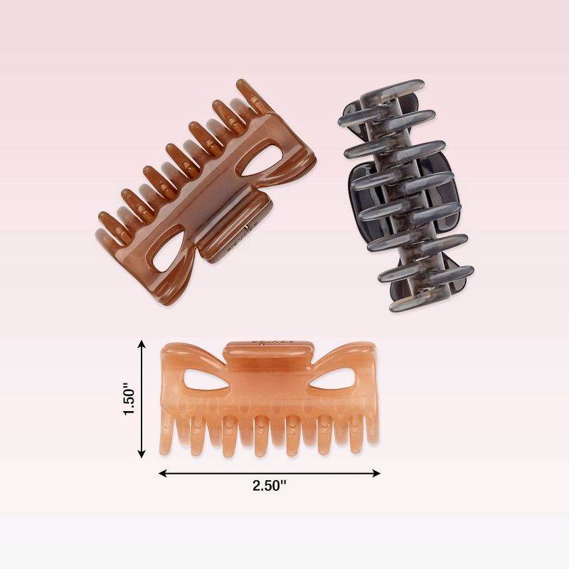 slide 5 of 5, scunci scünci No-Slip Grip Recycled Claw Clips - Neutral - All Hair - 3pk, 3 ct