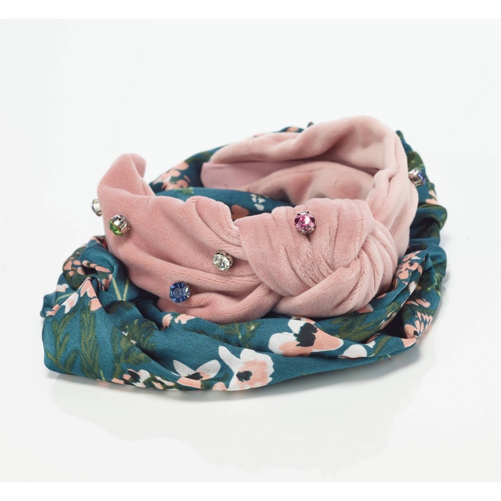 scunci Collection Fashion Velvet Turban Knotted Stud Embellished