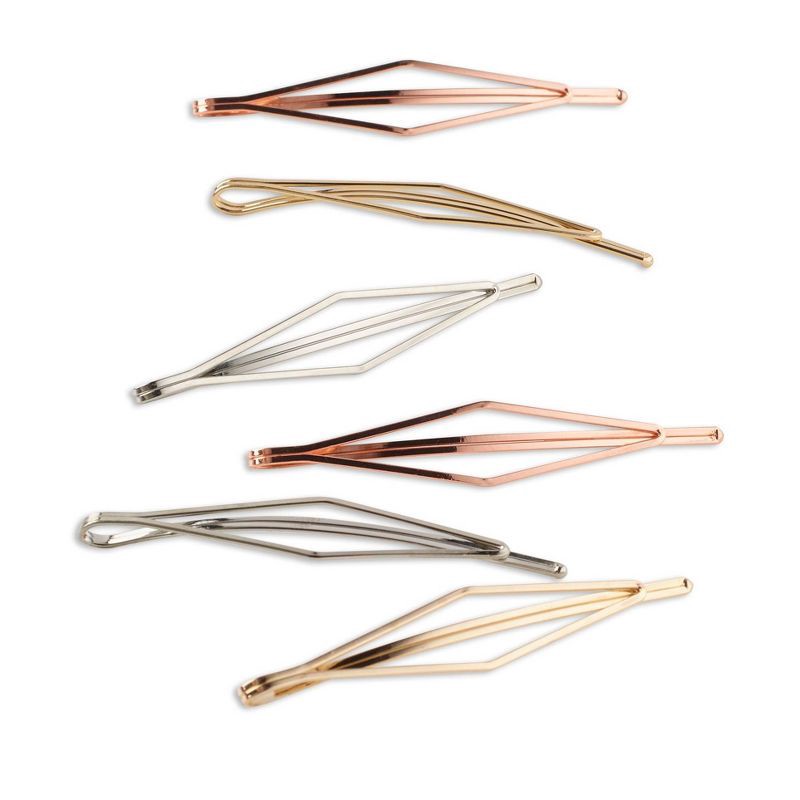 slide 2 of 10, scunci Collection Diamond Bobby Pins - Shiny Metals - 6pk, 6 ct