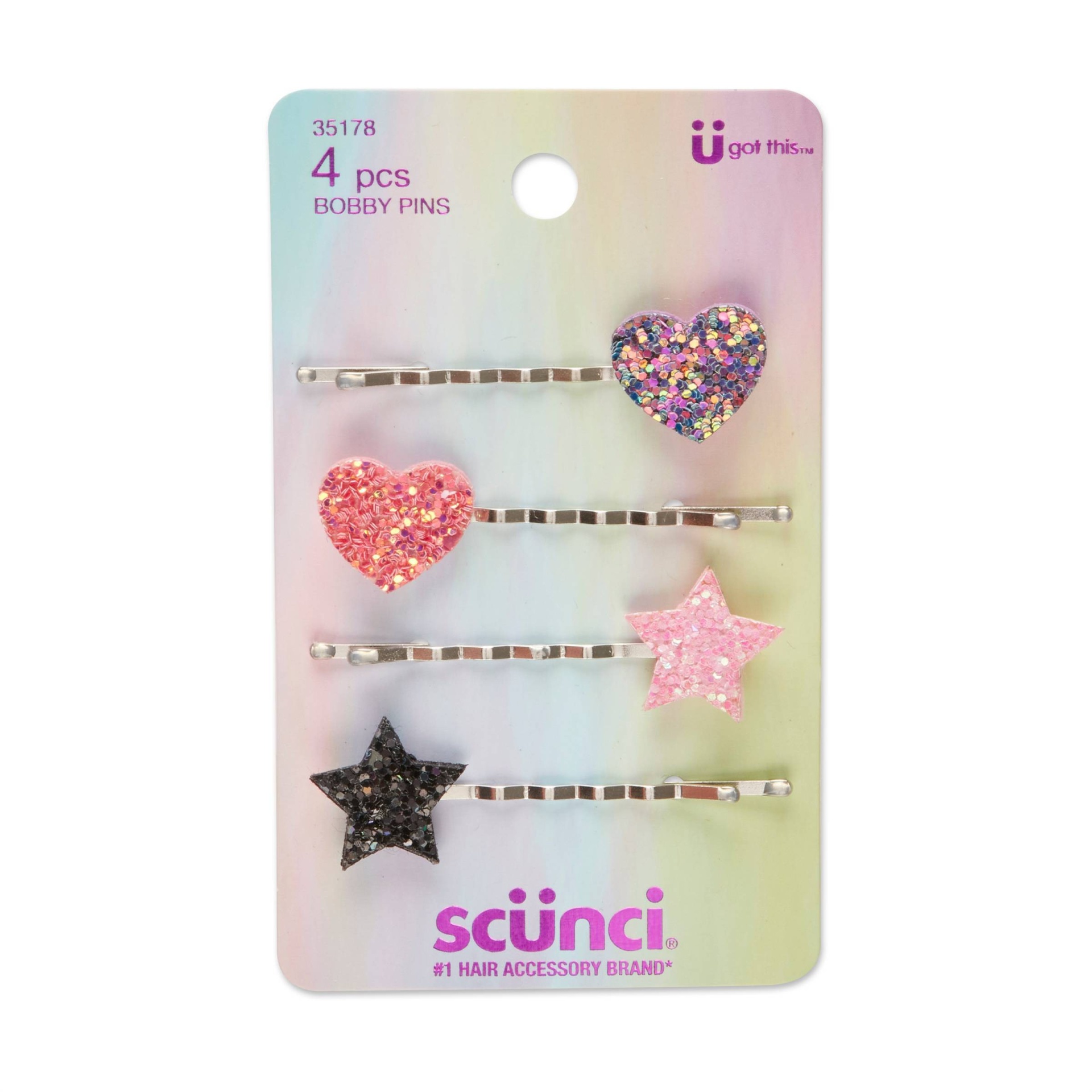 slide 1 of 3, scunci Glitter Bobby Pins, 4 ct