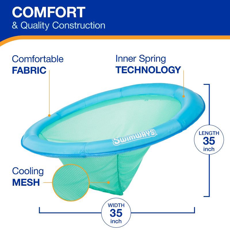 slide 3 of 13, SwimWays Spring Float Papasan Pool Lounger with Hyper-Flate Valve - Blue, 1 ct