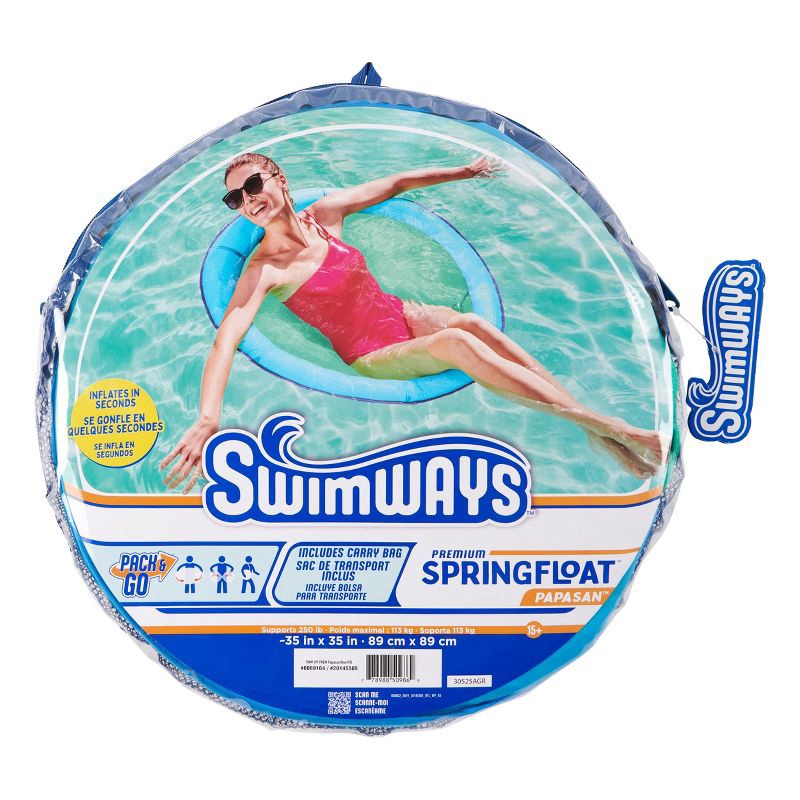 slide 8 of 13, SwimWays Spring Float Papasan Pool Lounger with Hyper-Flate Valve - Blue, 1 ct