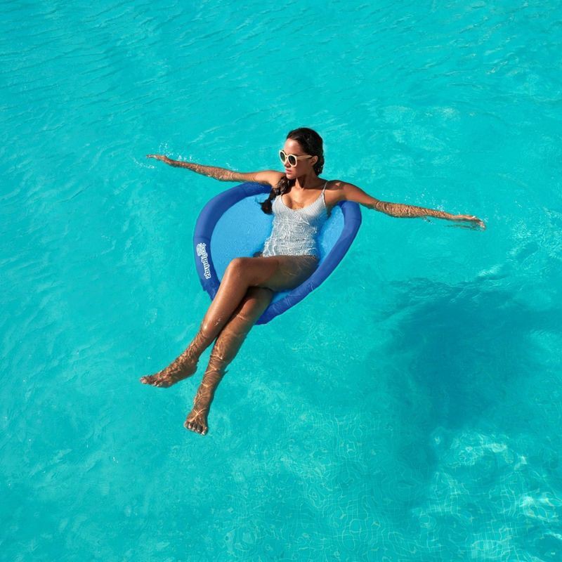 slide 12 of 13, SwimWays Spring Float Papasan Pool Lounger with Hyper-Flate Valve - Blue, 1 ct