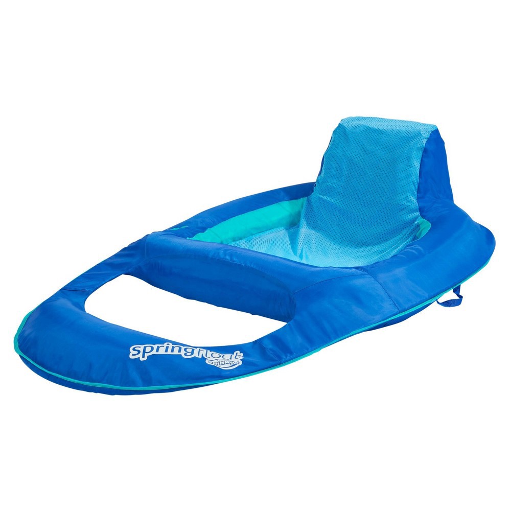 SwimWays Spring Float Recliner Swim Lounger for Pool or Lake with HyperFlate Valve Blue 1 ct