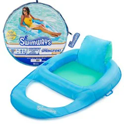 SwimWays Spring Float Recliner Swim Lounger for Pool or Lake with Hyper-Flate Valve - Blue: Adult Pool Float Capacity 250 lbs