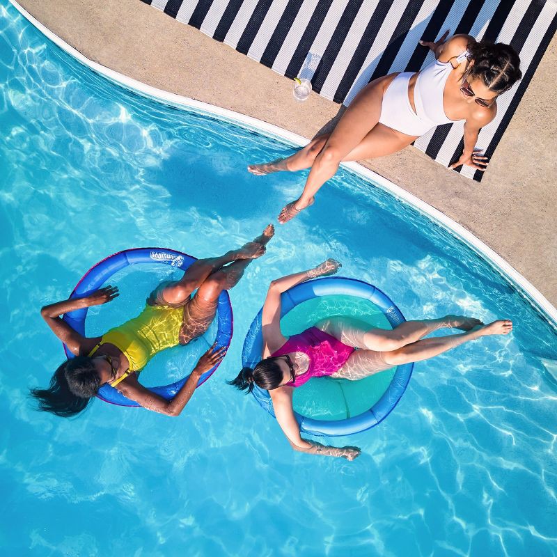 slide 3 of 13, SwimWays Spring Float Papasan Inflatable Pool Lounger with Hyper-Flate Valve - Aqua: 1 Person Capacity, 1 ct