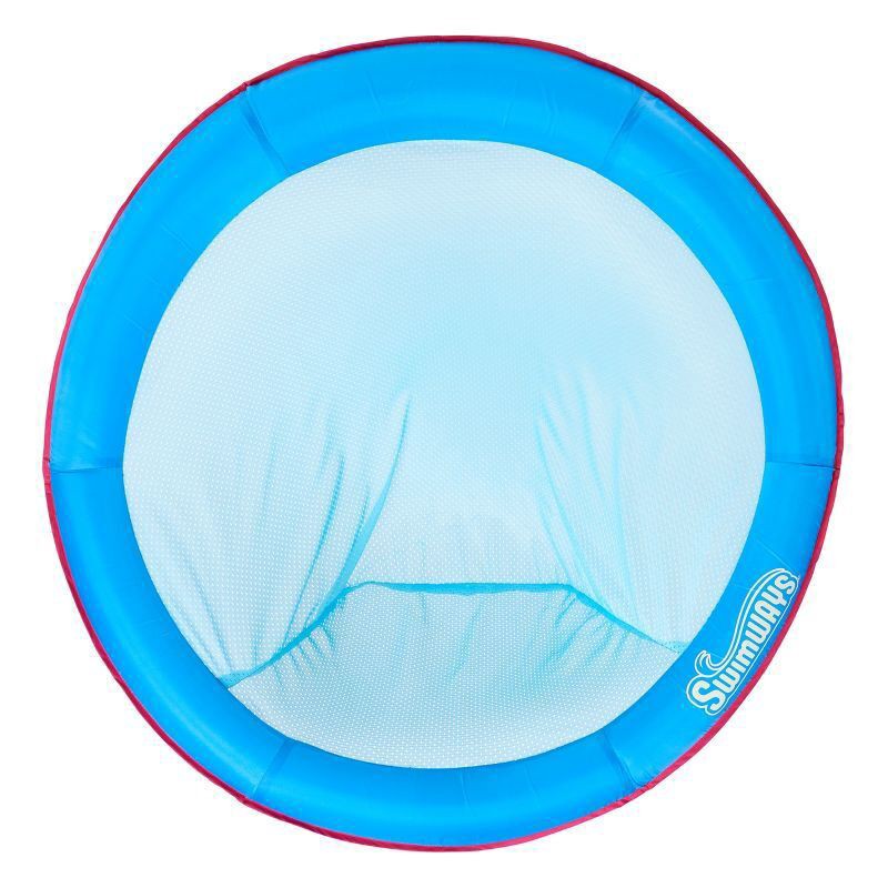 slide 13 of 13, SwimWays Spring Float Papasan Inflatable Pool Lounger with Hyper-Flate Valve - Aqua: 1 Person Capacity, 1 ct