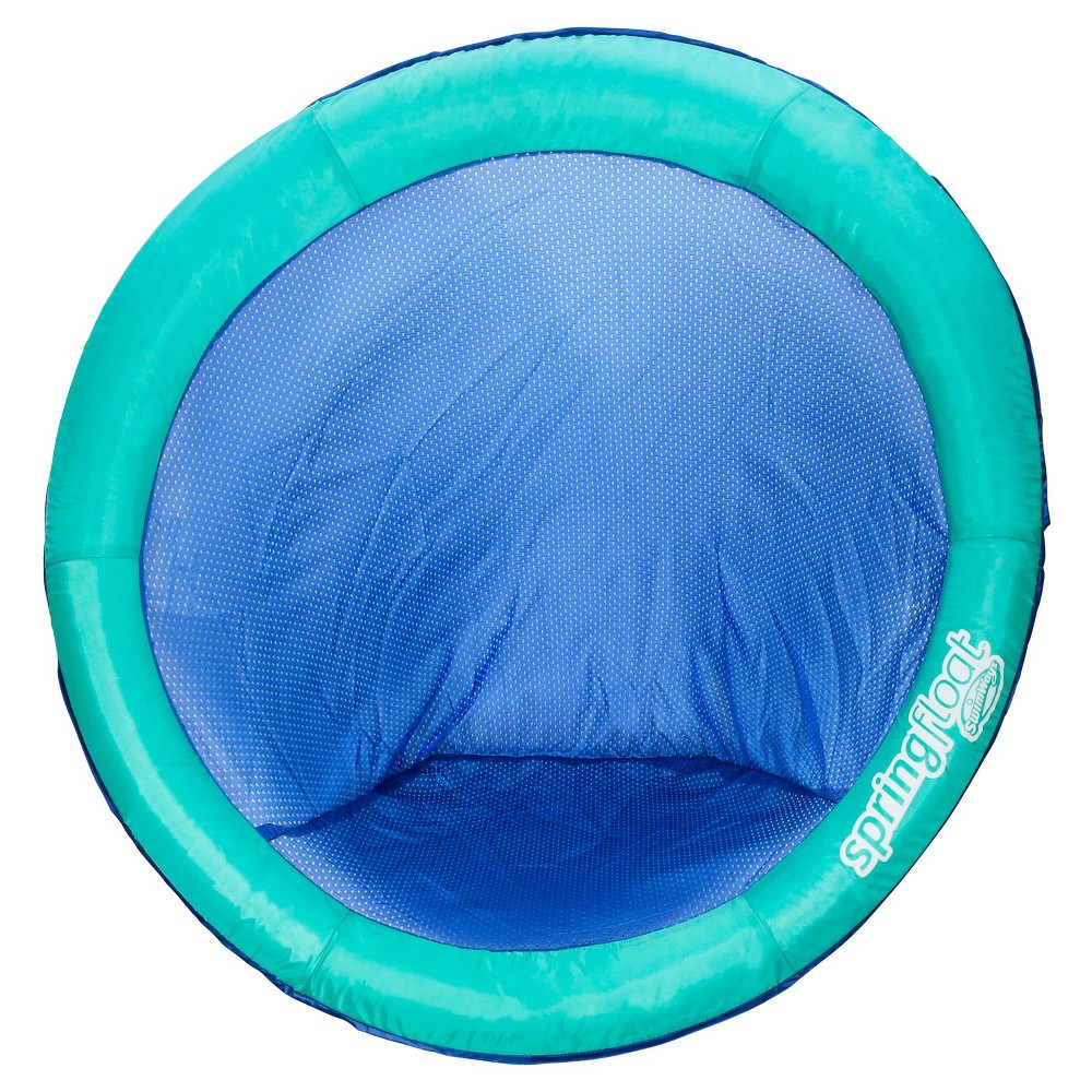 slide 10 of 11, SwimWays Spring Float Papasan Inflatable Pool Lounger with Hyper-Flate Valve - Aqua, 1 ct