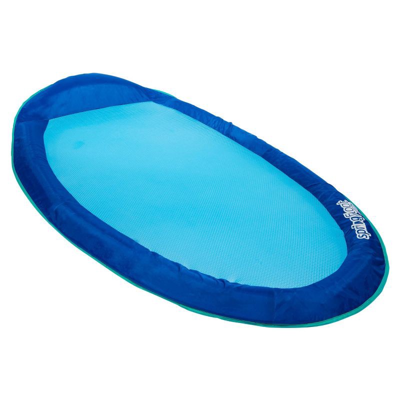 slide 9 of 14, SwimWays Spring Float Inflatable Pool Lounger with Hyper-Flate Valve Blue: Adult Float 15+, 1 ct