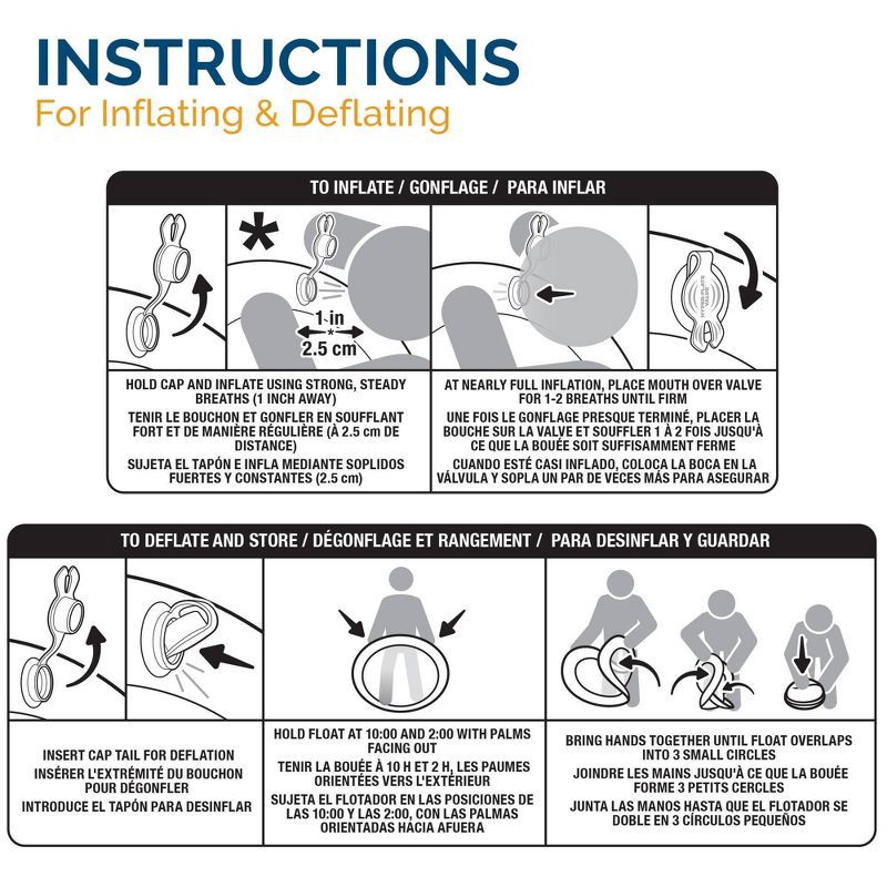 slide 14 of 14, SwimWays Spring Float Inflatable Pool Lounger with Hyper-Flate Valve Blue: Adult Float 15+, 1 ct
