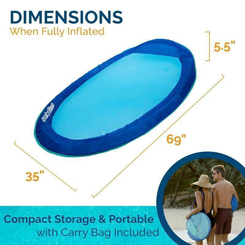 slide 3 of 14, SwimWays Spring Float Inflatable Pool Lounger with Hyper-Flate Valve Blue: Adult Float 15+, 1 ct