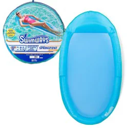 SwimWays Spring Float Inflatable Pool Lounger with Hyper-Flate Valve Blue: Adult Float 15+