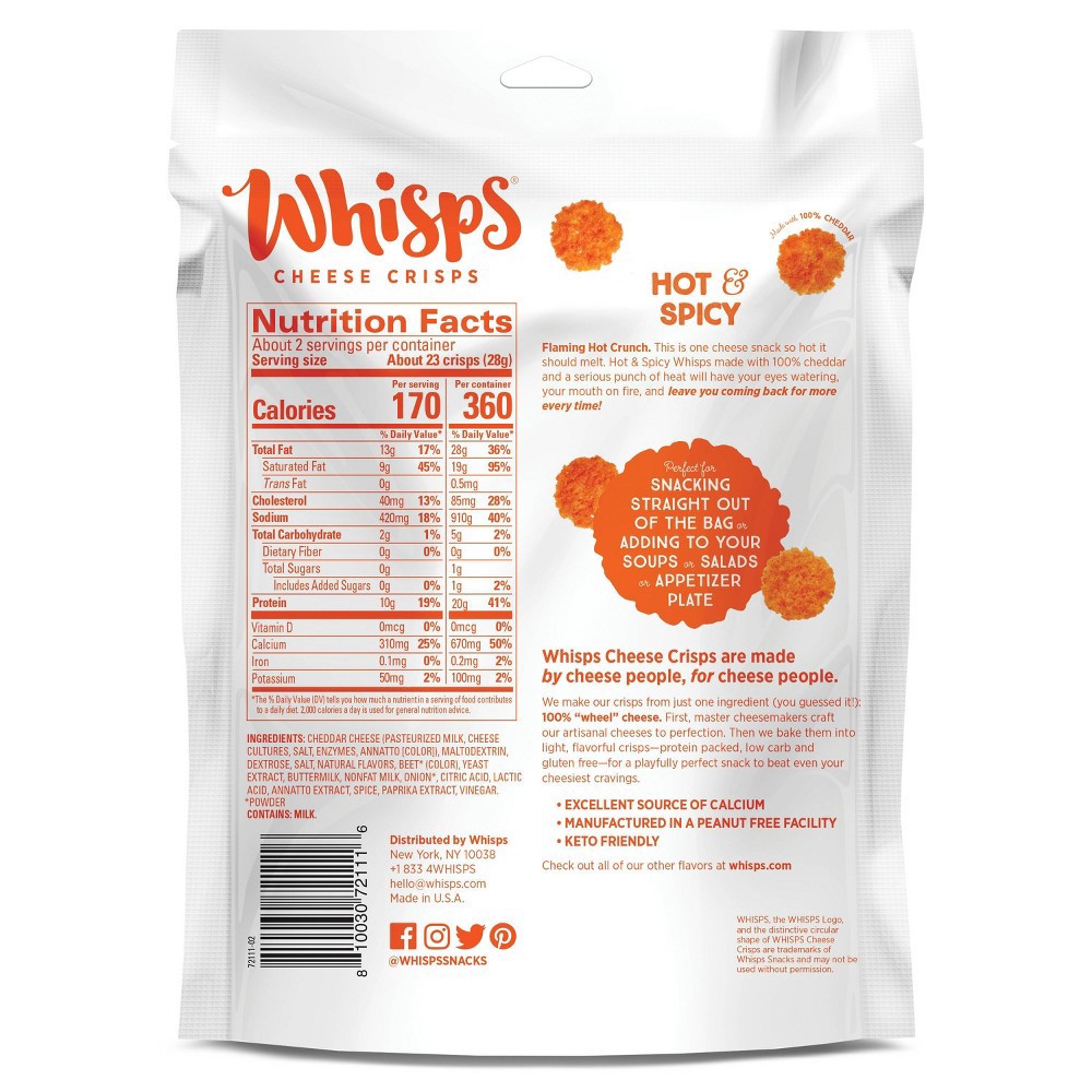 slide 2 of 3, Whisps Hot & Spicy Cheese Crisps - 2.12oz, 2.12 oz