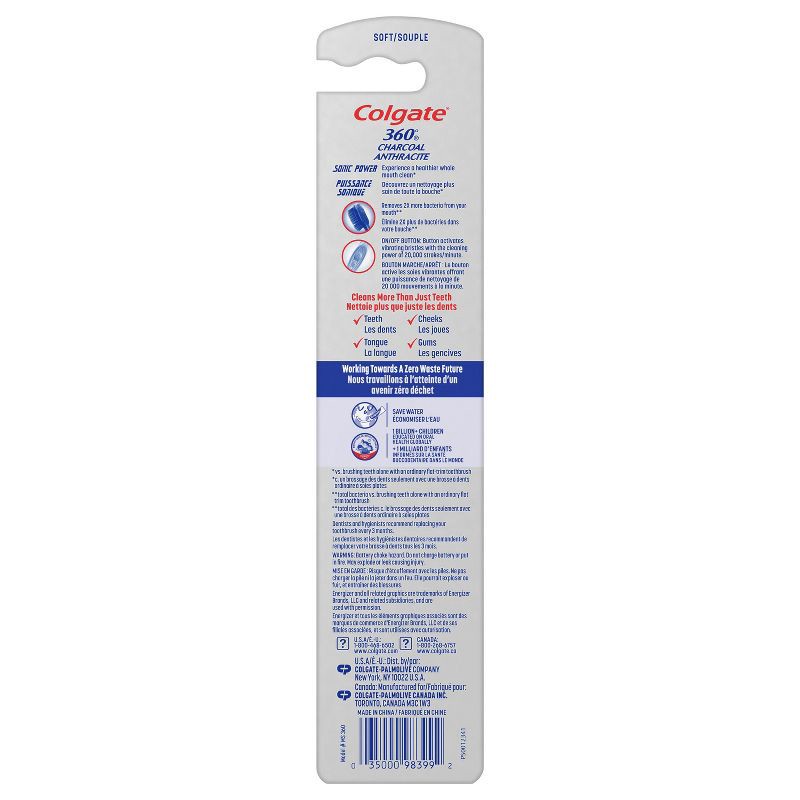 slide 2 of 12, Colgate 360 Vibrate Charcoal Battery Powered Toothbrush - Black, 1 ct