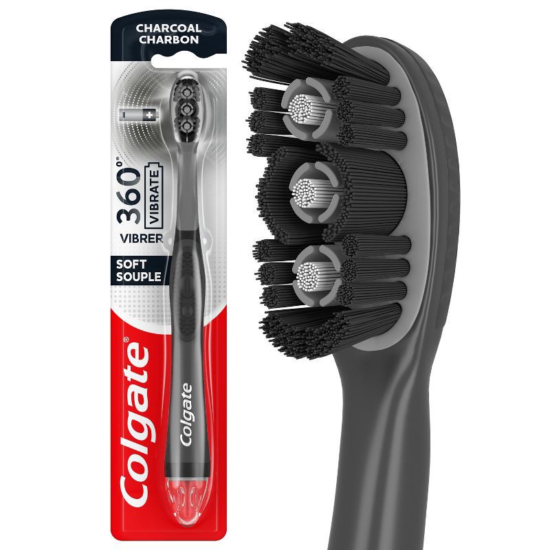 slide 1 of 8, Colgate 360 Charcoal Sonic Powered Vibrating Toothbrush - Soft - 1ct, 1 ct