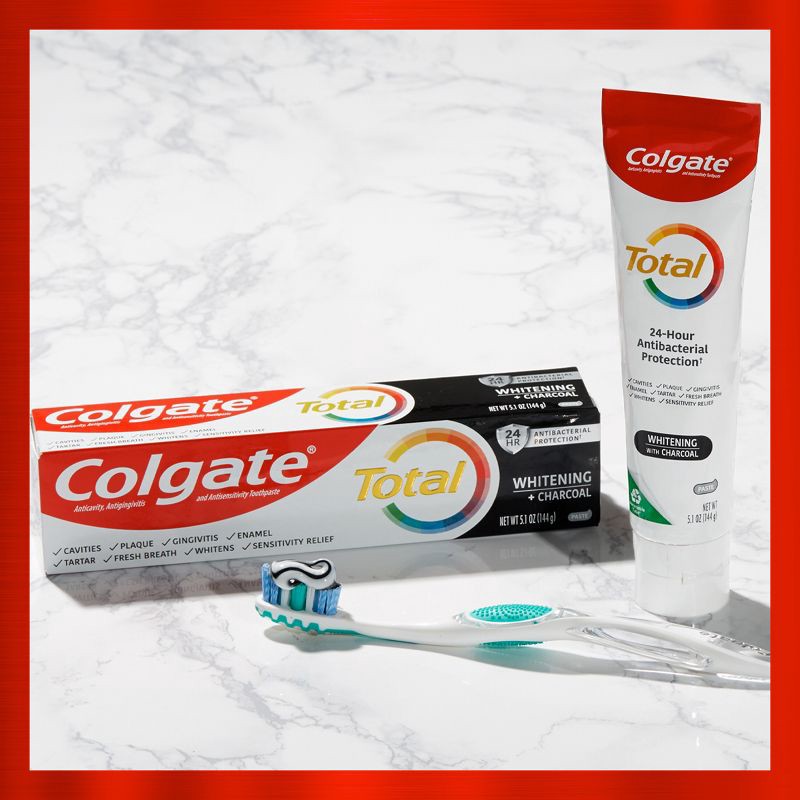 slide 11 of 12, Colgate Total Whitening + Charcoal Toothpaste - Mint - 5.1oz/2pk, 2 ct; 5.1 oz