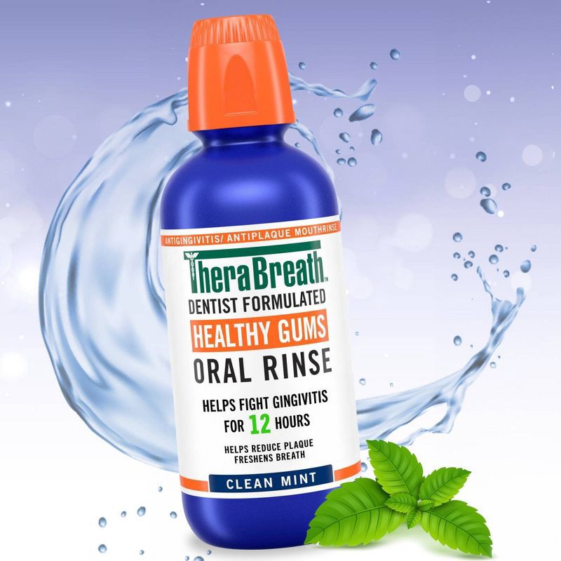 slide 2 of 10, TheraBreath Healthy Gums Mouthwash Antigingivitis - Clean Mint - 33.8 fl oz, 33.8 fl oz