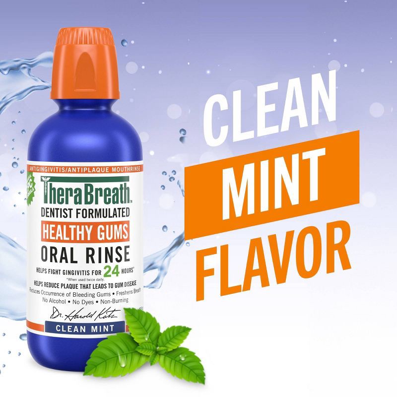 slide 3 of 10, TheraBreath Healthy Gums Mouthwash Antigingivitis - Clean Mint - 33.8 fl oz, 33.8 fl oz