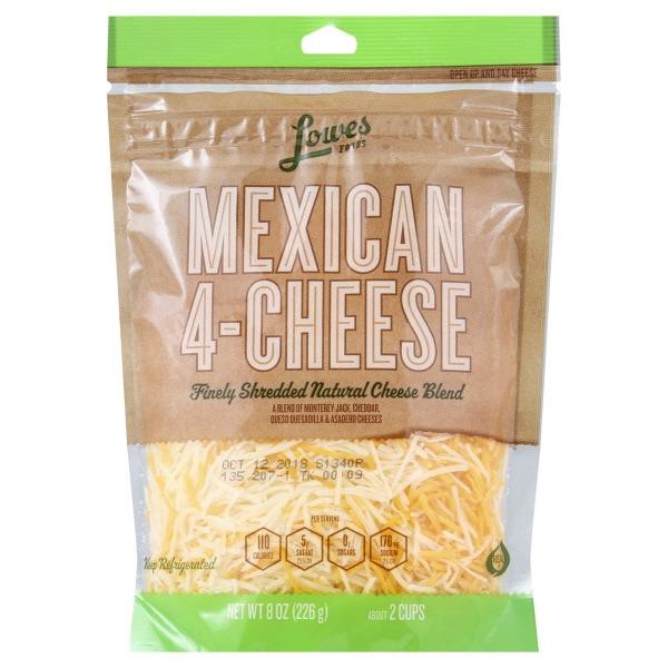 slide 1 of 1, Lowes Foods Fancy Shredded Mexican Four Cheese, 8 oz