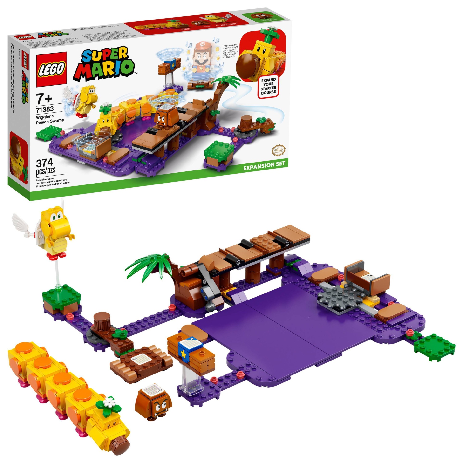 slide 1 of 7, LEGO Super Mario Wiggler's Poison Swamp Expansion Set 71383, 1 ct