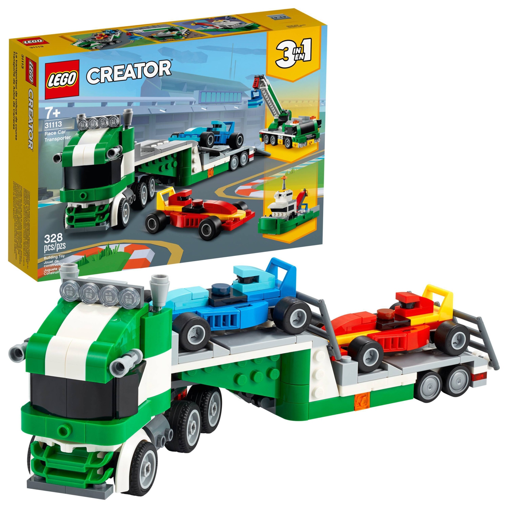 slide 1 of 7, LEGO Creator 3in1 Race Car Transporter; Creative Building Toy 31113, 1 ct