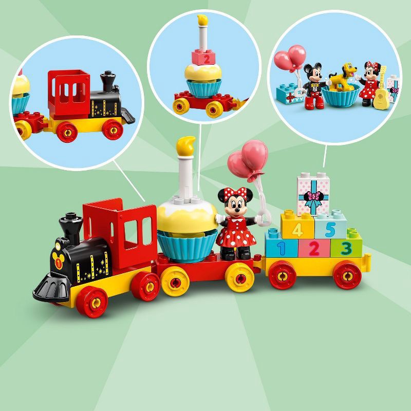 slide 3 of 8, LEGO DUPLO Disney Mickey & Minnie Birthday Train Toy 10941, 1 ct