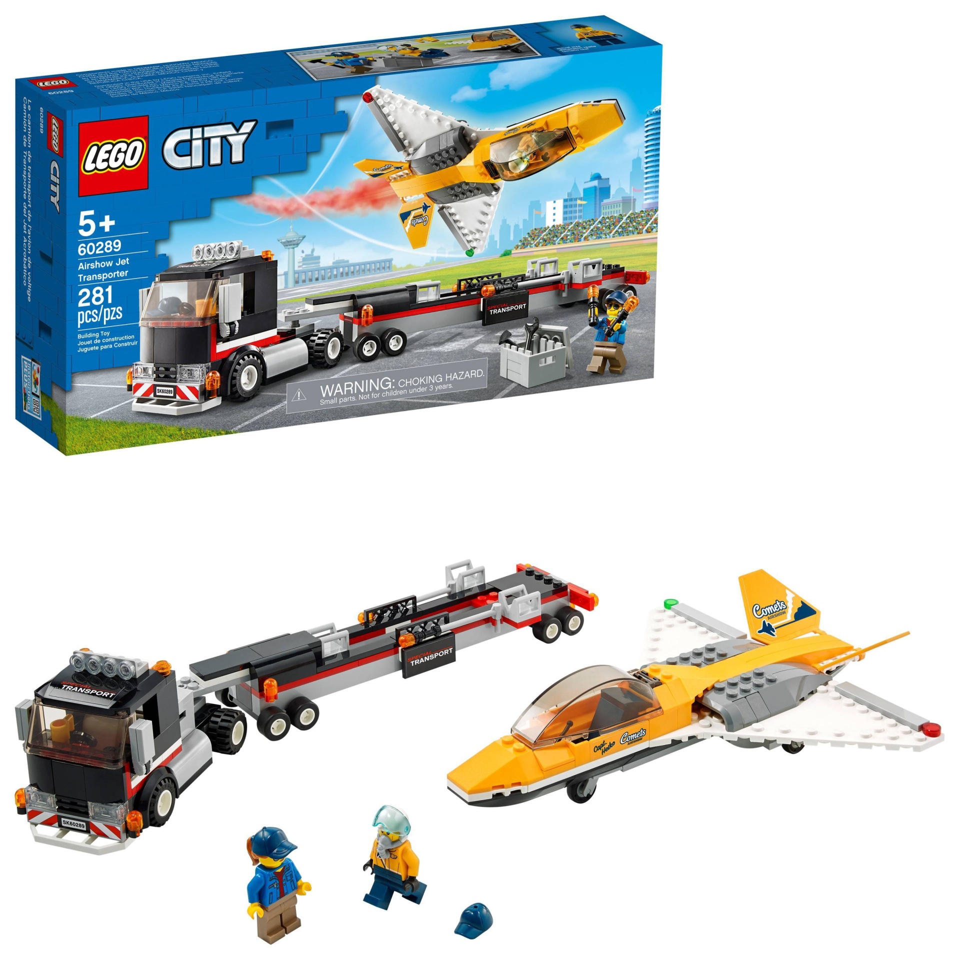 slide 1 of 7, LEGO City Airshow Jet Transporter Building Kit 60289, 1 ct
