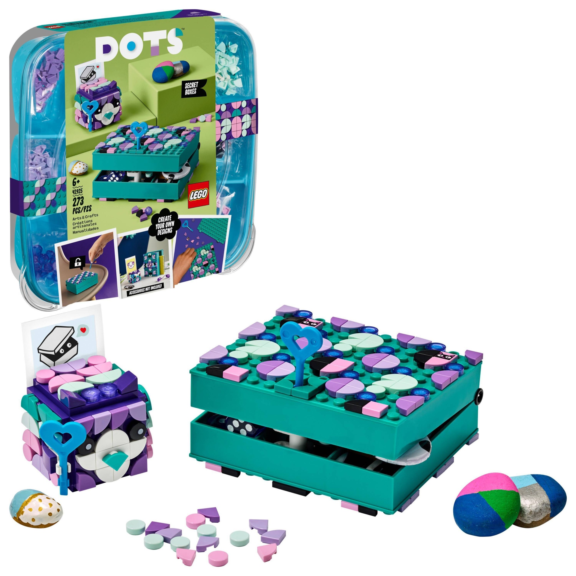 slide 1 of 6, LEGO DOTS Secret Boxes DIY Craft Decorations Kit 41925, 1 ct