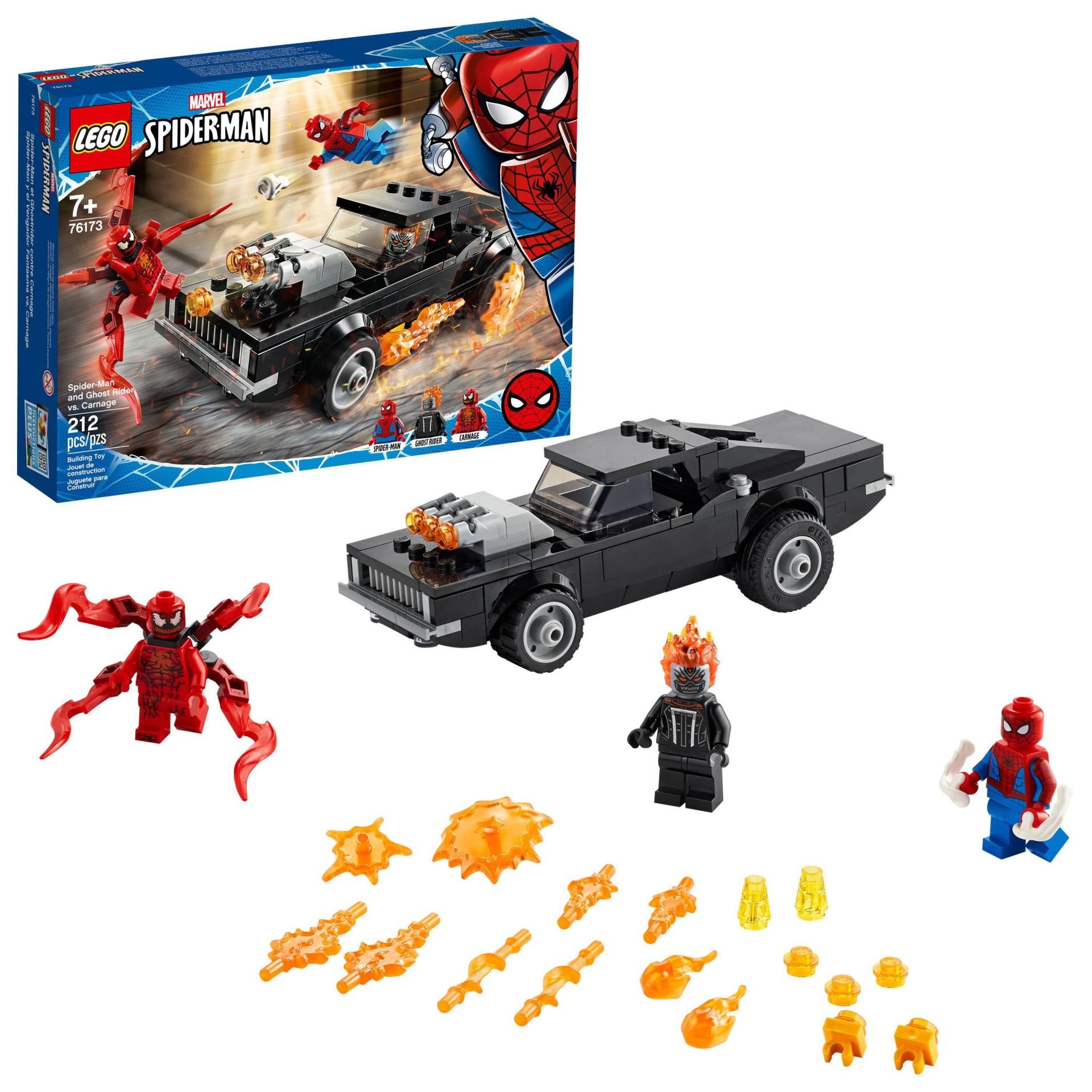 slide 1 of 7, LEGO Marvel Spider-Man: Spider-Man and Ghost Rider vs. Carnage Collectible Building Toy 76173, 1 ct