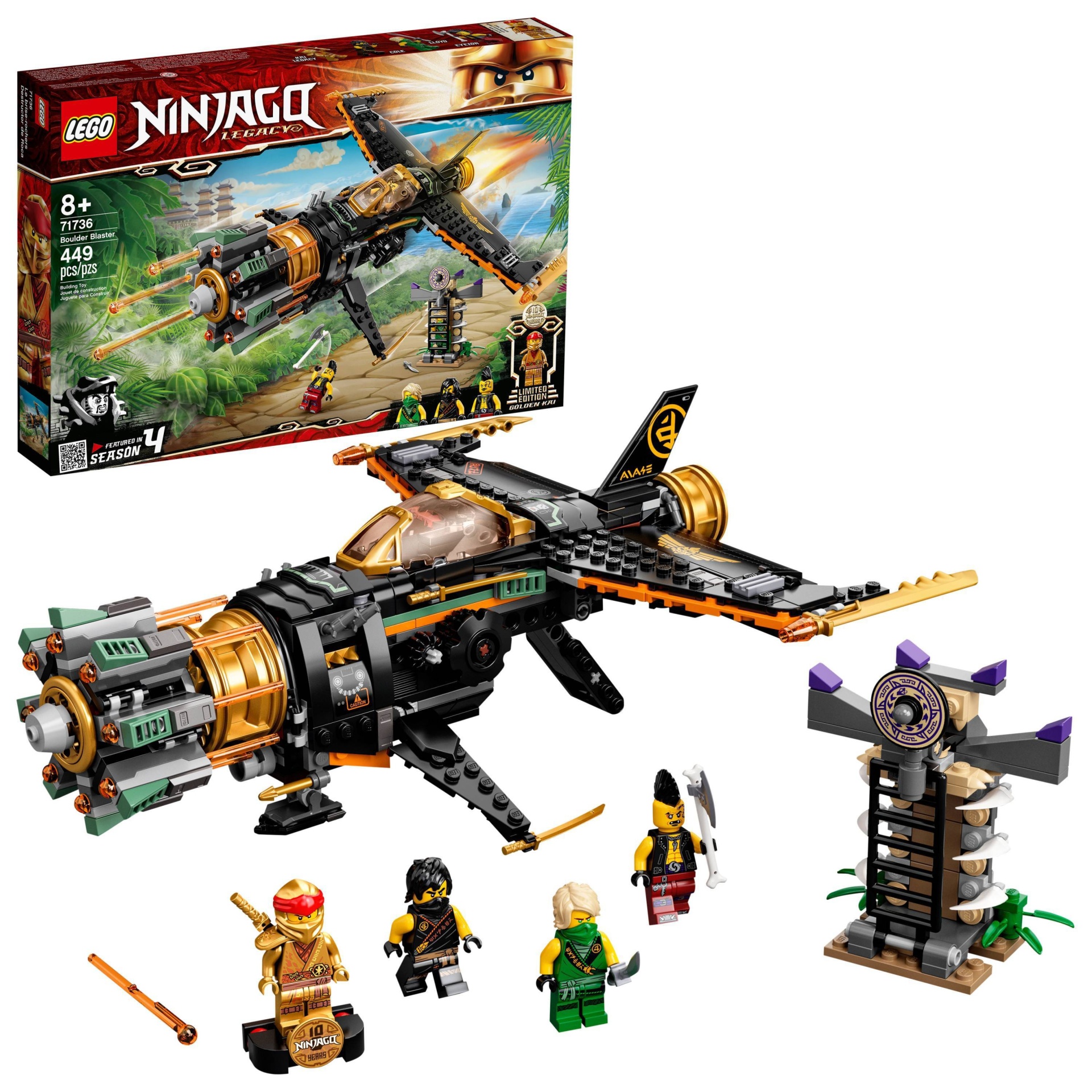 slide 1 of 7, LEGO NINJAGO Legacy Boulder Blaster; Airplane Toy Featuring Collectible Figurines 71736, 1 ct