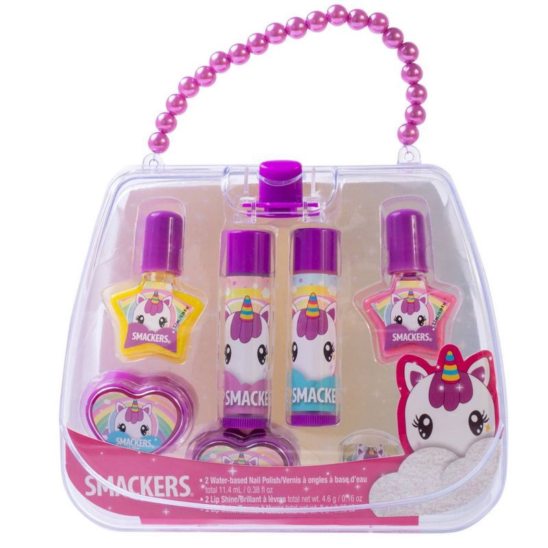 slide 1 of 3, Lip Smacker Smackers Tote Bag - Unicorn - 7pc, 7 ct